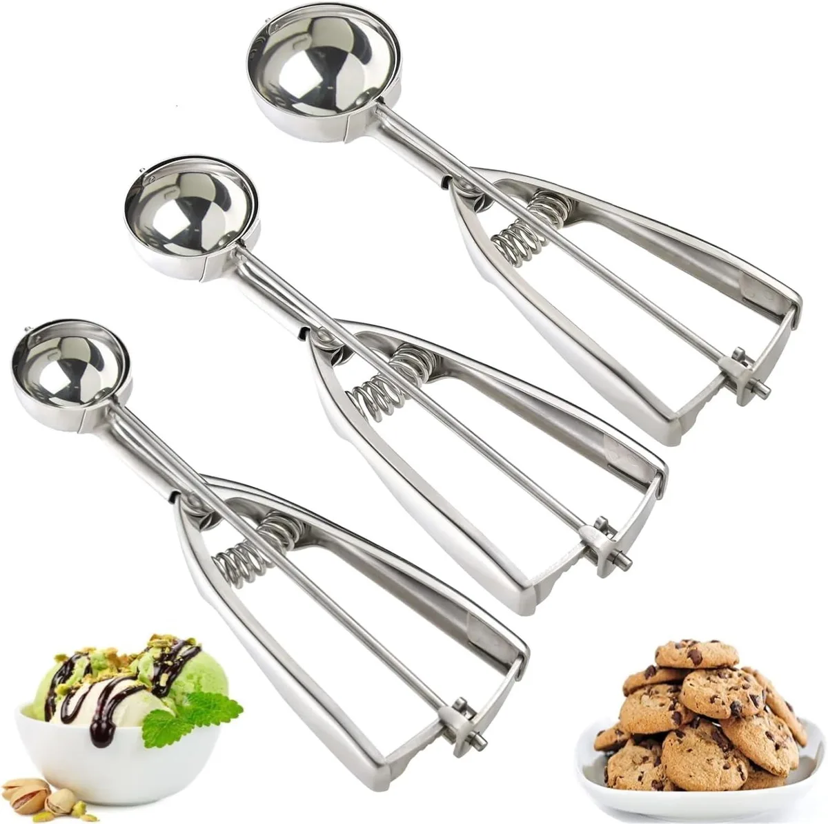 Redpepper Redpepper 3-Piece Stainless Steel Cookie Scoop Set #50 #24 #16 — product photo