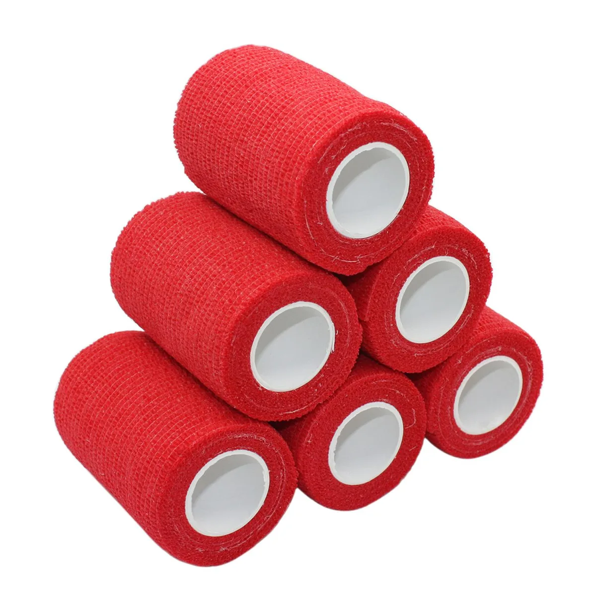 COMOmed COMOmed Self-Adherent Cohesive Bandage Latex Red 3"×5 Yards (6 Rolls) First Aid — product photo