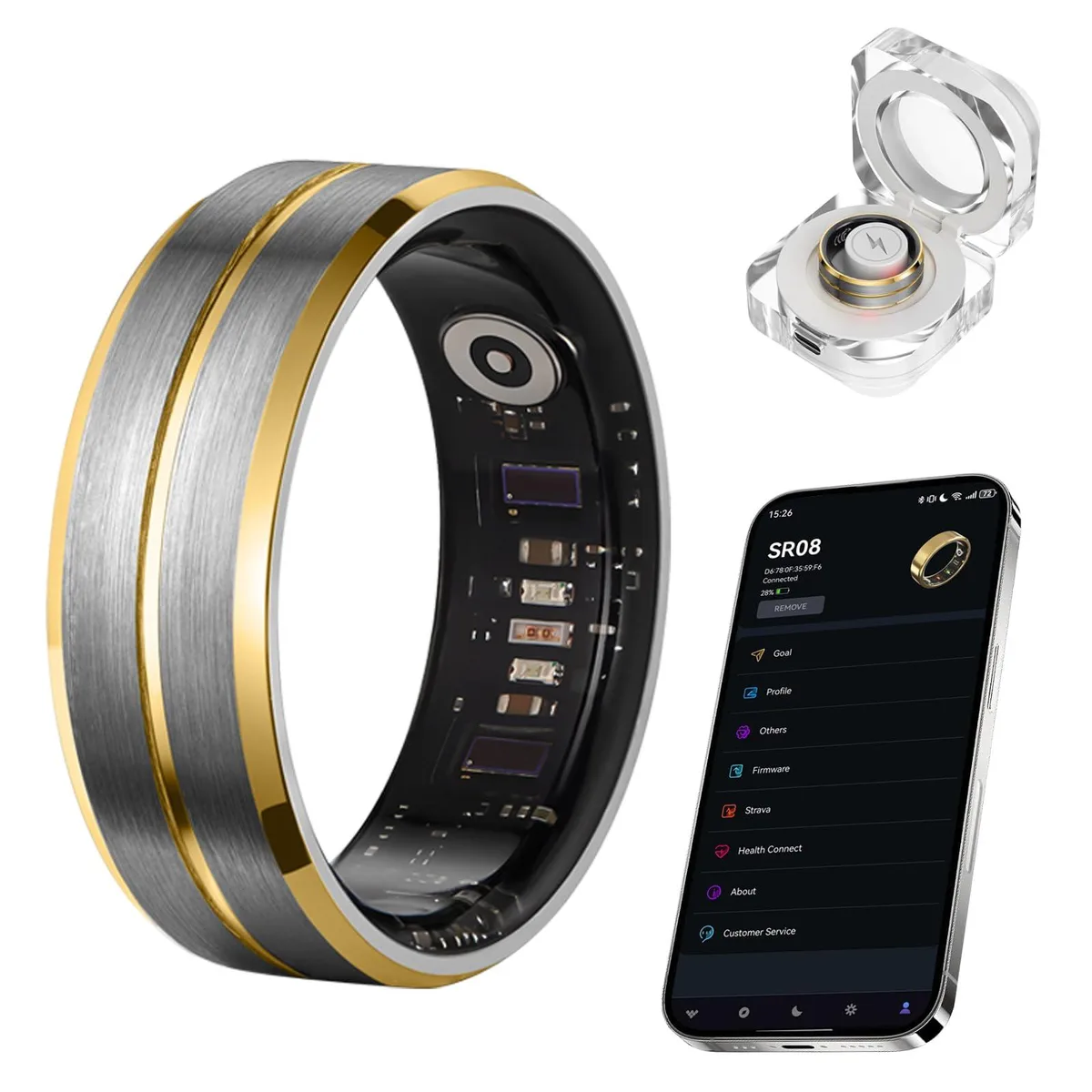  AMOVAN SR08 Smart Ring Black Gold #8 — product photo