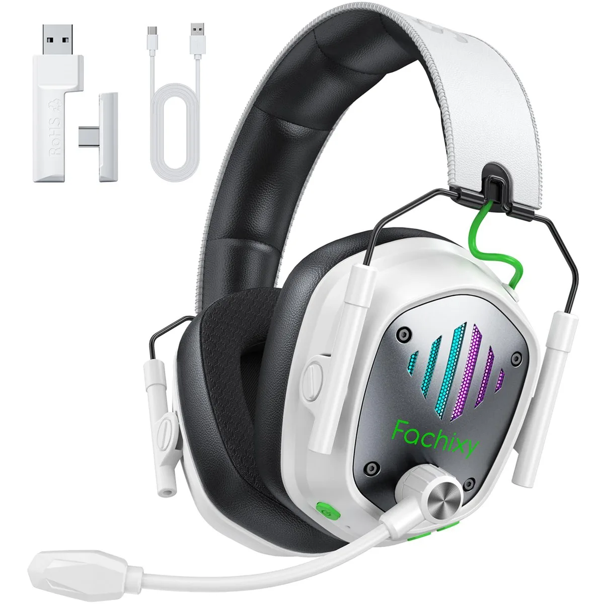 Fachixy VK81 Wireless Gaming Headset White 50mm 60h Bluetooth 5.4 — product photo