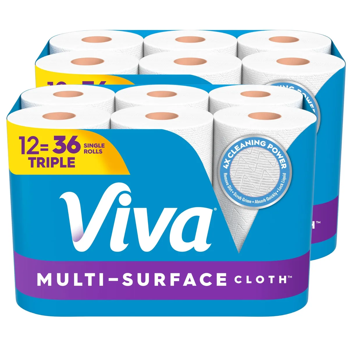 White perforated paper towel sheets on triple rolls, cloth-like texture