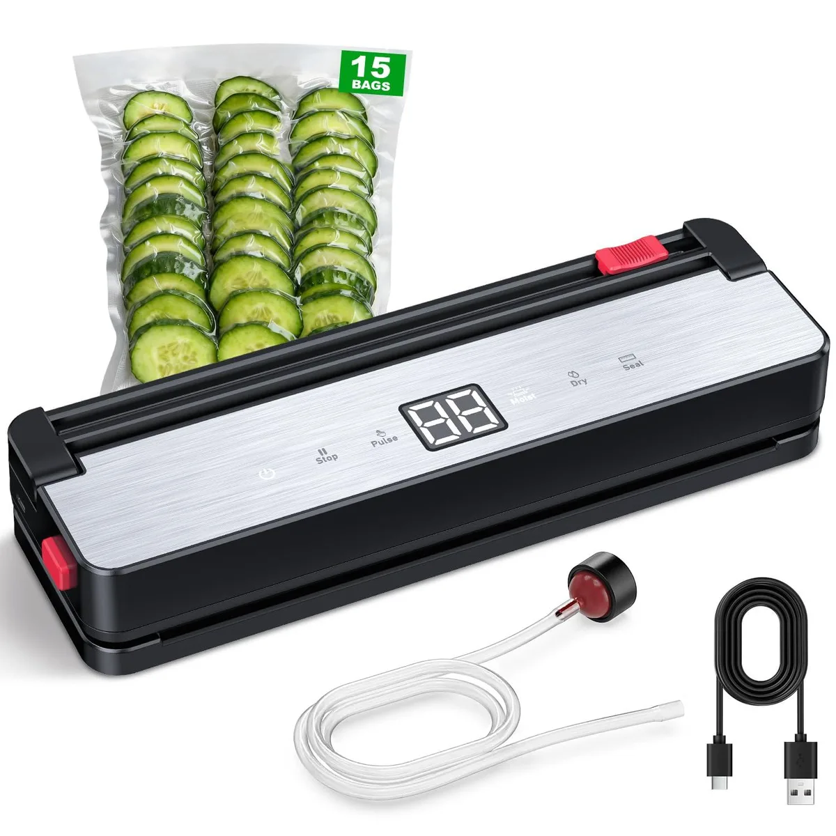 QUWRI 75kPa Vacuum Sealer 4000mAh Battery Black — product photo