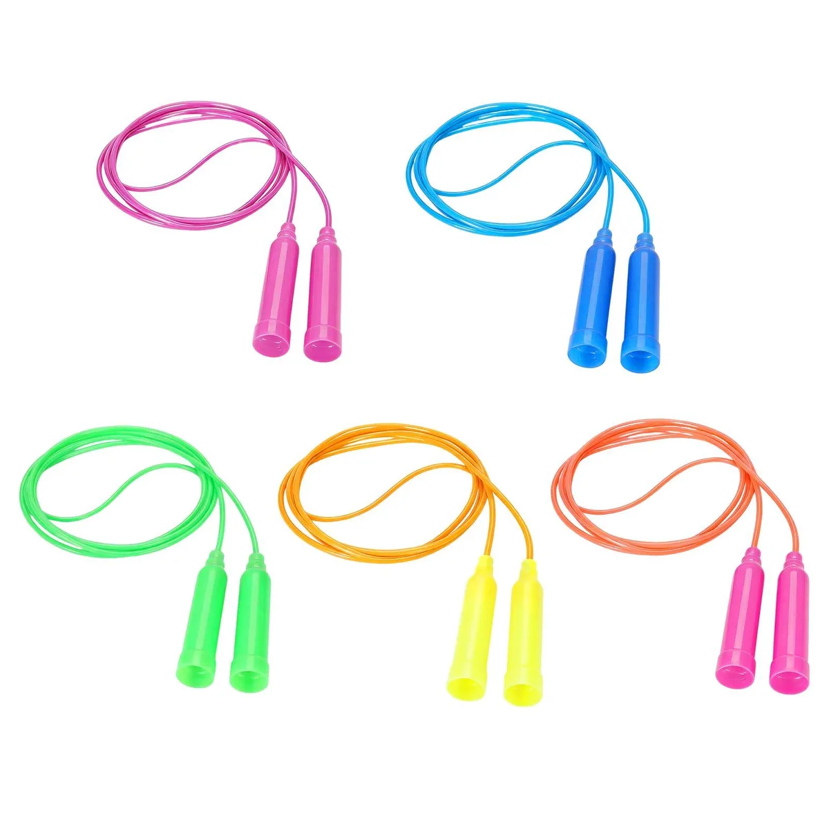 5-Pack Soft PVC Colorful Jump Ropes 195cm 9.5cm handles — product photo