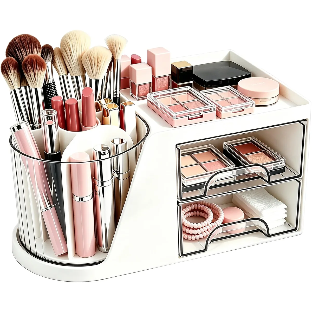  Neehows QT-07190119 Bath Storage 360° Rotating 2 Drawers White 22.98x11.7x12.5 cm — product photo