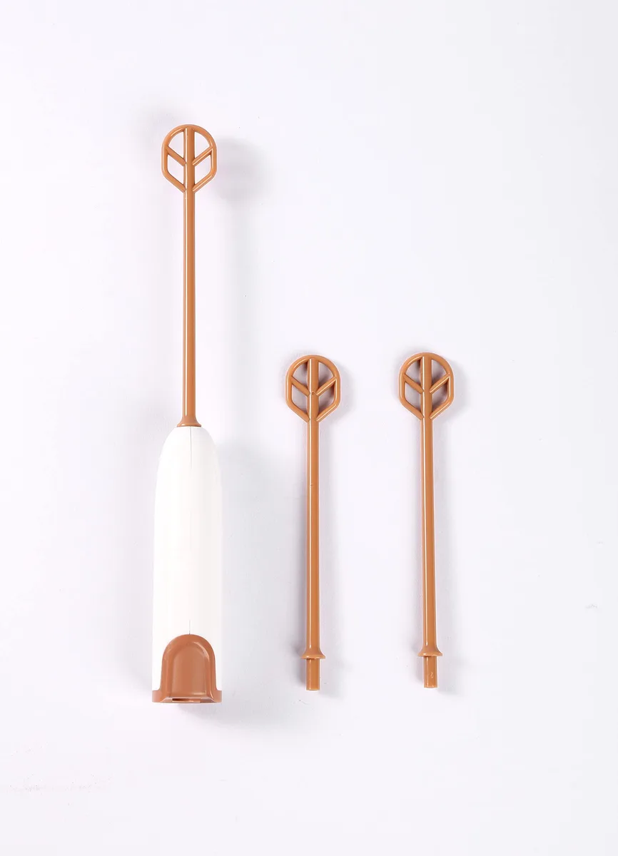 White handheld electric baby formula mixer with slender mixing rod