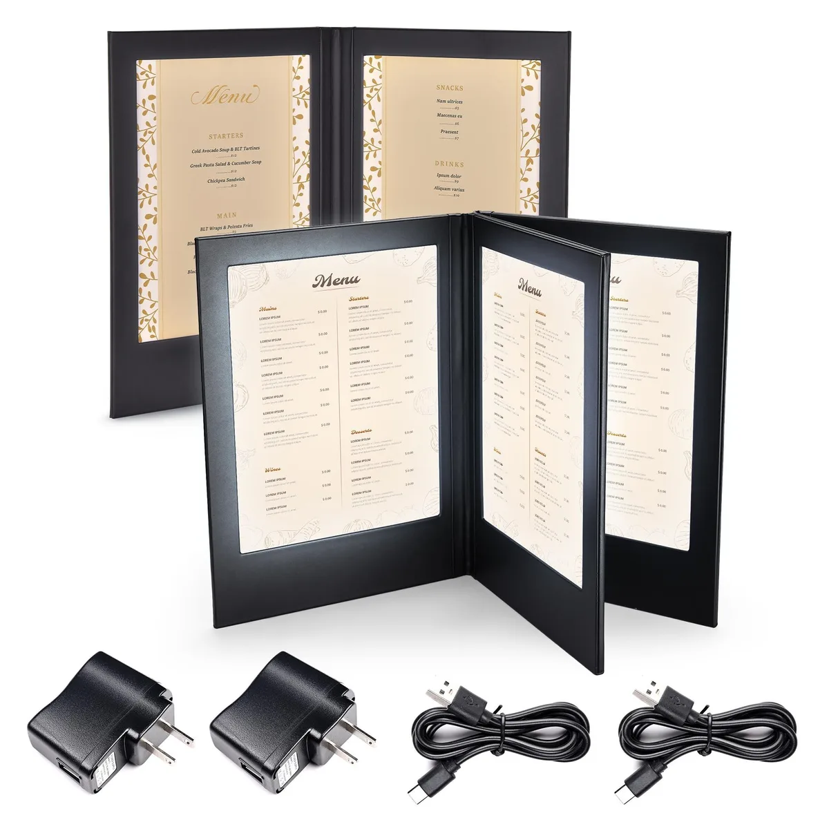 Yescom USA, Inc. Yescom USA, Inc. 26MNCSET002-L-L8X11D-4PL8X11 accessory set of 2 LED backlit menu holders 11x8 inch — product photo
