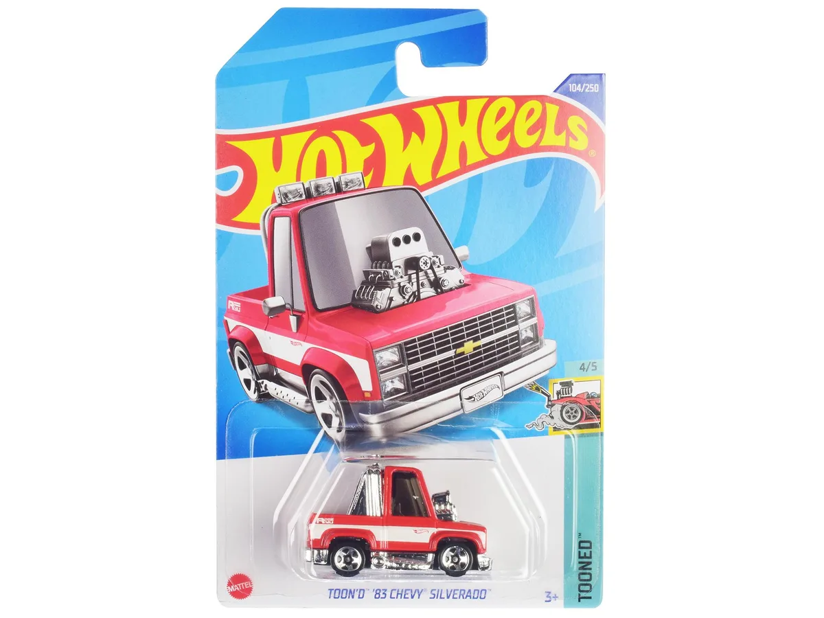 Hot Wheels Hot Wheels 1983 Chevrolet Silverado "Toon'd" Pickup Truck Red and White hobby collectible — product photo