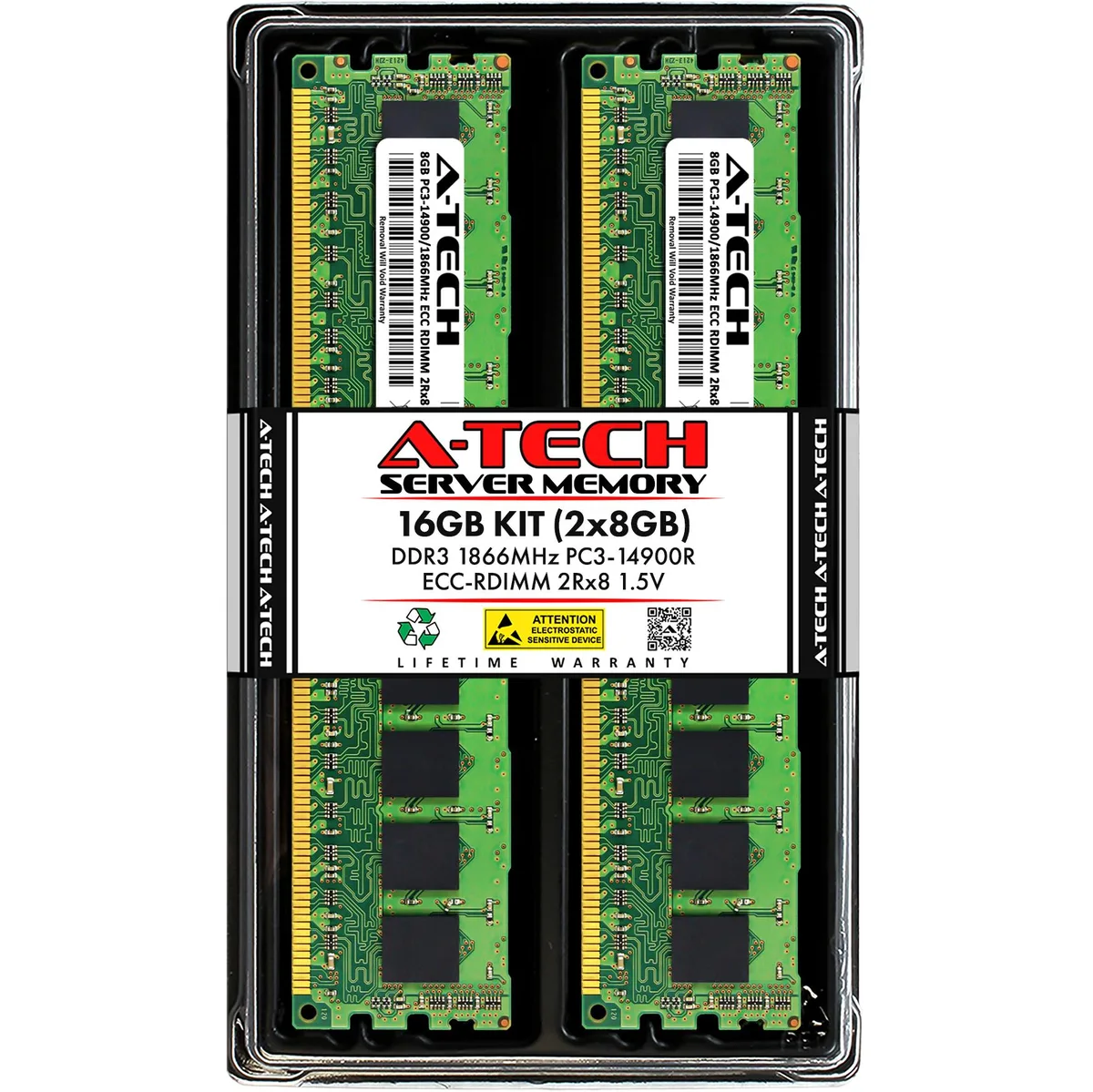 A-Tech A-Tech 16GB (2x8GB) DDR3 1866 ECC RDIMM 2Rx8 1.5V 240-Pin Server RAM — product photo