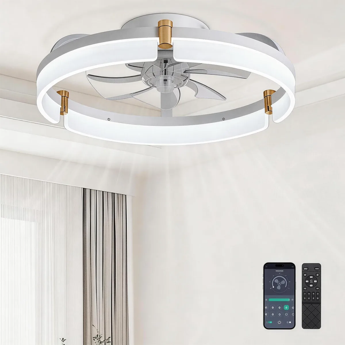  DIAMONDFORGE CFP20INDMW ceiling fan 20 inch White 40W 6 speeds remote app control — product photo