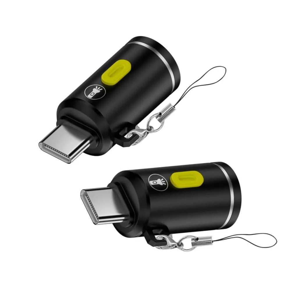 Two tiny silver USB-C LED lights side by side