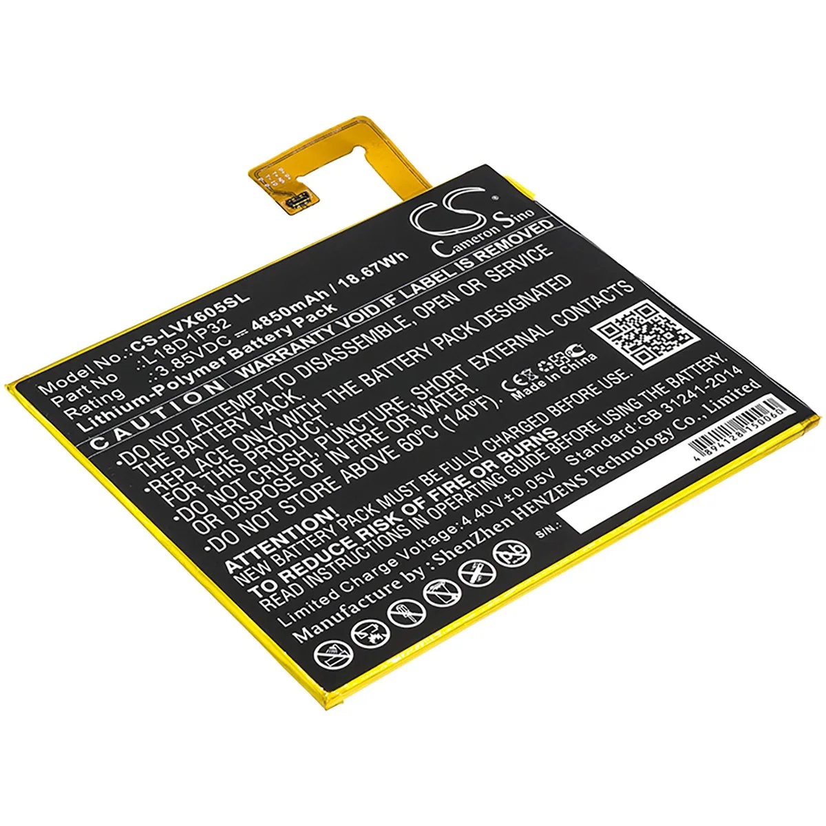 Cameron &amp; Co Cameron &amp; Co DS-CS-LVX605SL Battery for Lenovo Smart Tab M10 4.85 Ah — product photo