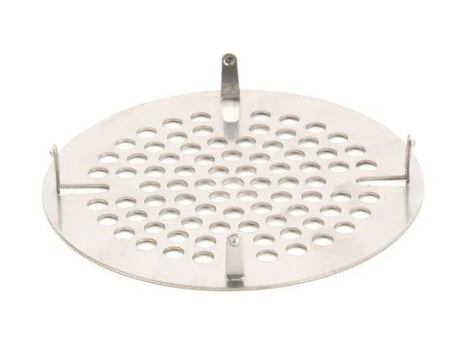 Stainless steel flat strainer, 3-1/2 inch diameter, polished finish