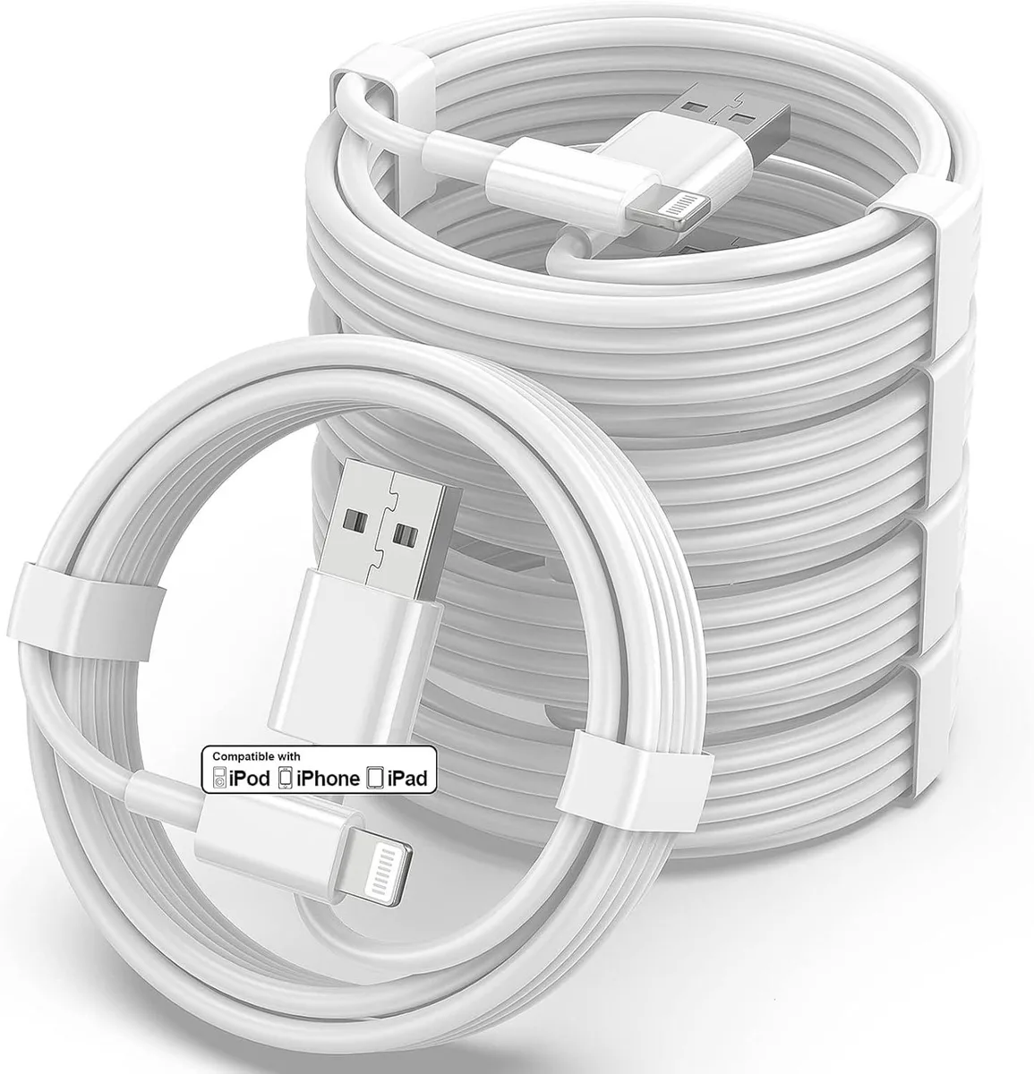 MCHOSE MCHOSE 5 Pack MFi Certified 3ft USB to Lightning Cable White — product photo