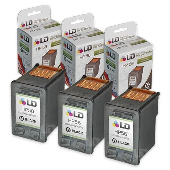 LD Products LD Products HP 56 C6656AN Black Ink Cartridge 3-Pack — product photo