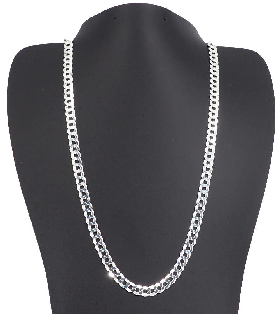 MST MST Solid 925 Sterling Silver Italian 6.2mm Flat 20 Curb Chain Necklace CURB160-20 — product photo