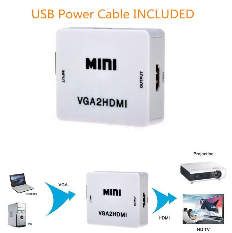 KIKI Electronic KIKI Electronic VGA to HDMI Audio Video Converter 1080p 720p White — product photo
