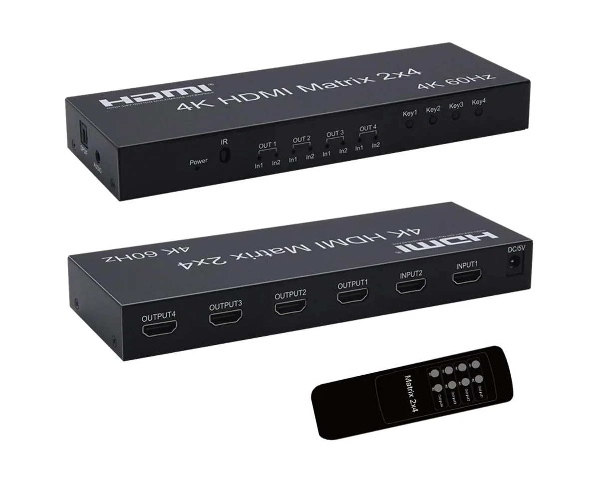 YINGHUA YINGHUA 4K@60Hz 2x4 HDMI KVM Switch with 3.5mm Audio — product photo