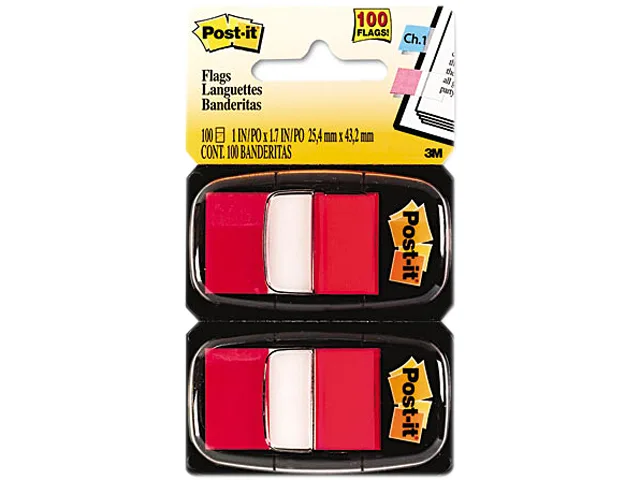 Post-it Post-it 680-RD12 Marking Flags, Red, 50 per dispenser, 12 dispensers — product photo
