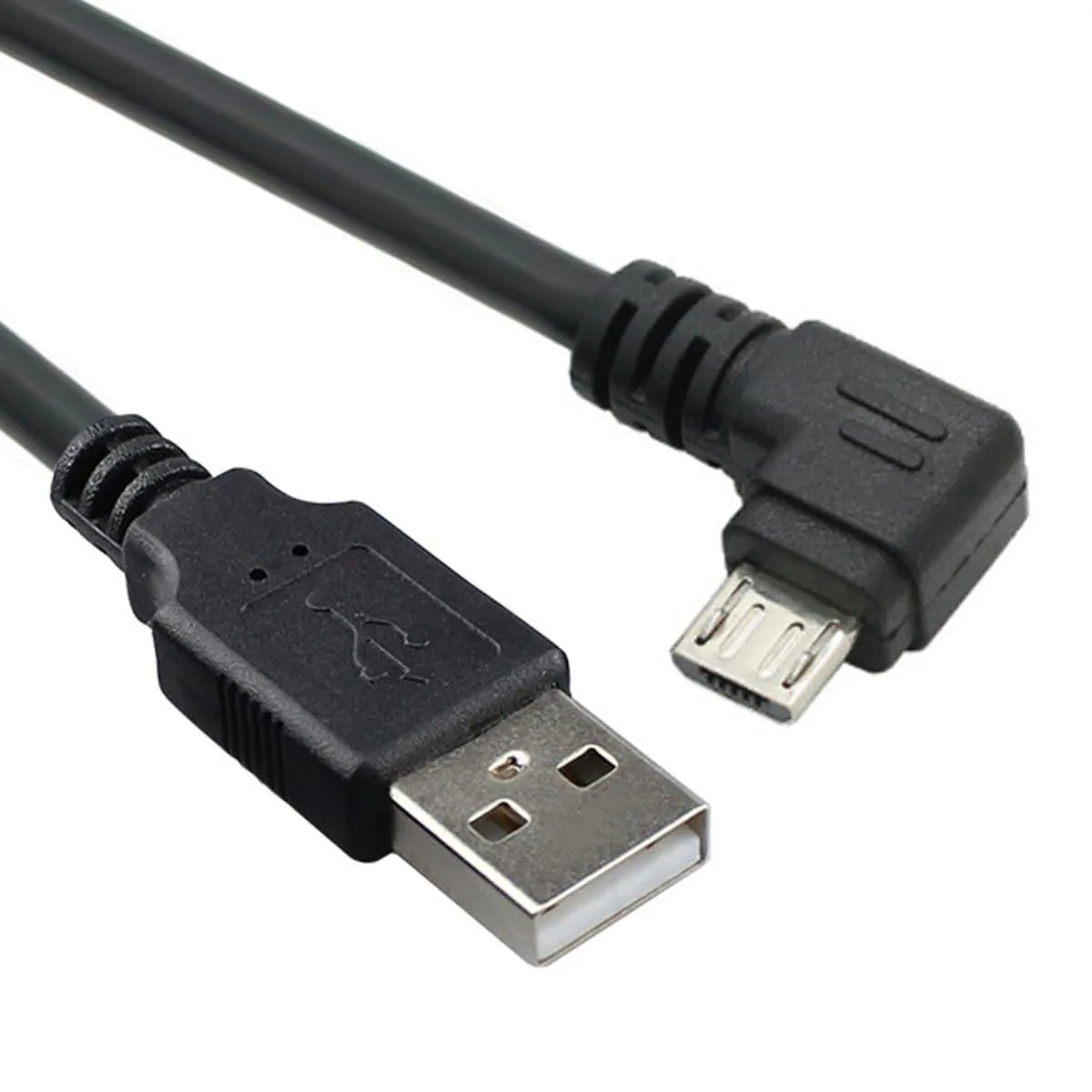 Black Micro USB cable with right-angled connector, 100cm length