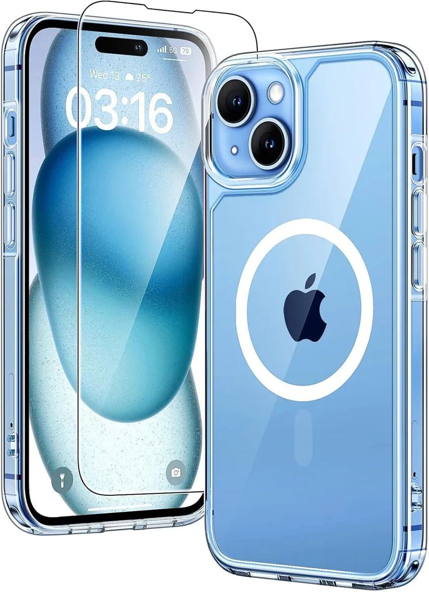 Kenuco Kenuco TAURI iPhone 15 Clear Case MagSafe 15ft Drop Protection Screen Protector — product photo