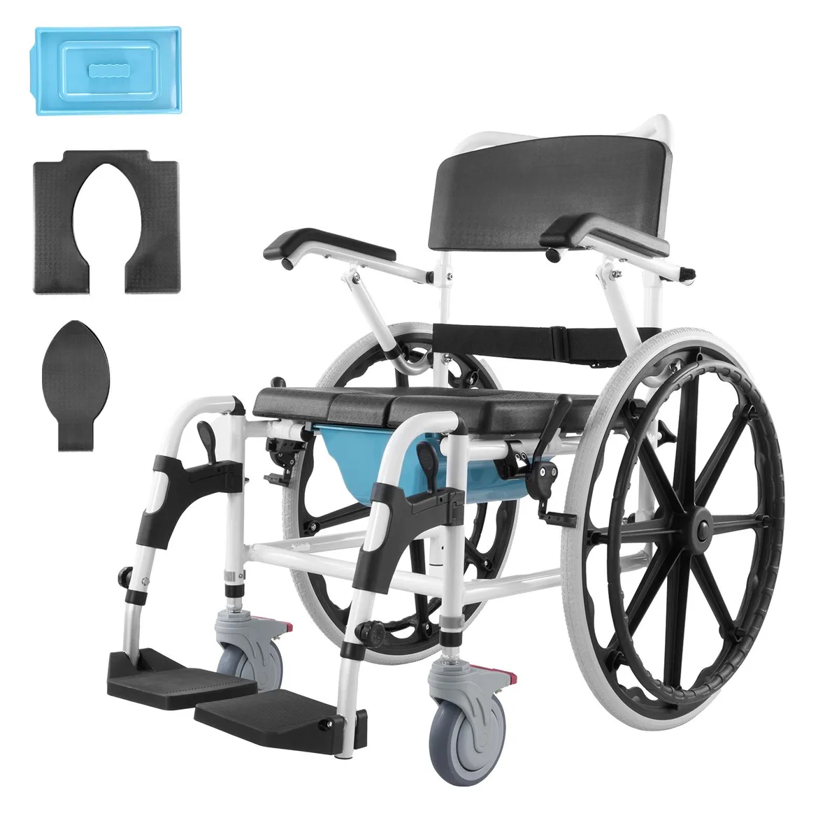 VEVOR VEVOR HFK-3301-24 Aluminum Alloy Shower Wheelchair 17.5in Seat Width 300 lbs Capacity — product photo