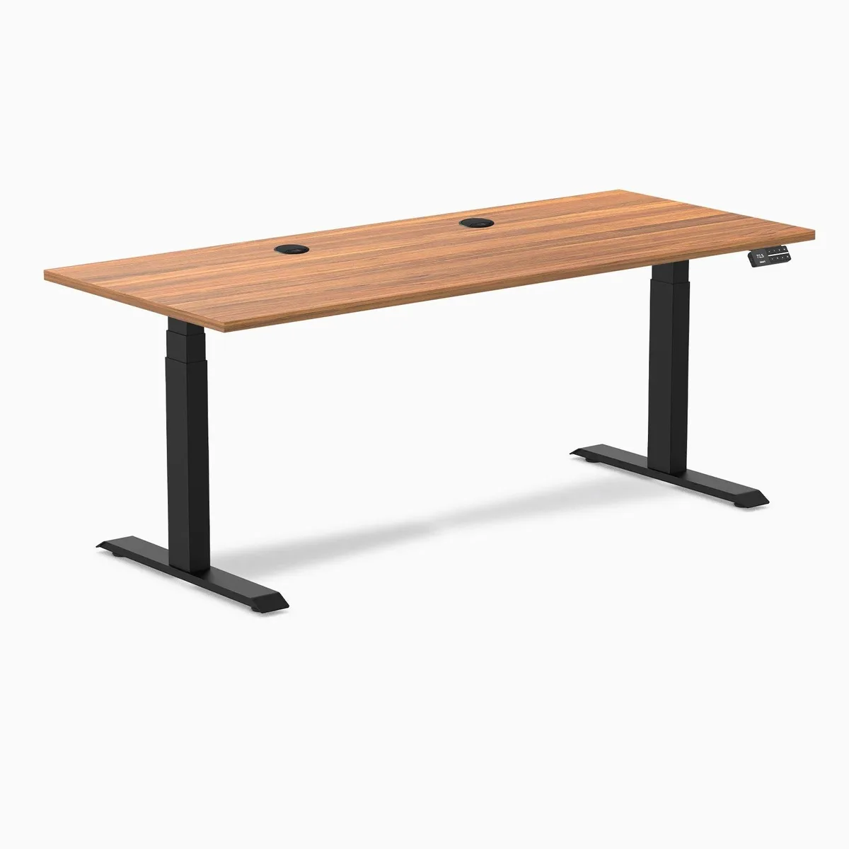 Desky Desky Dual Laminate Sit Stand Desk Prime Oak 70.9 x 29.5 in Matte Black — product photo