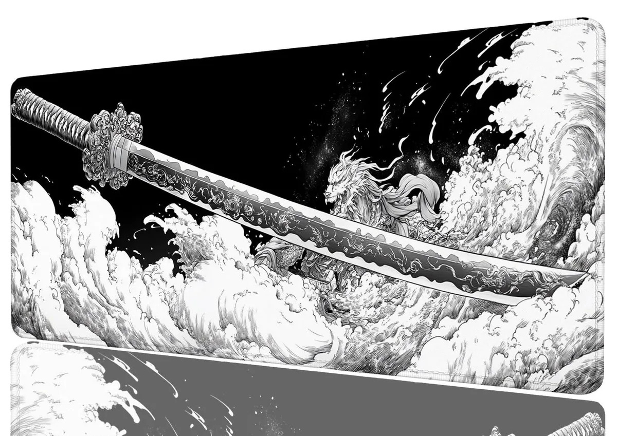  MZCSDONG Japanese Samurai Sword Extended Mouse Pad 31.5x11.8 in — product photo