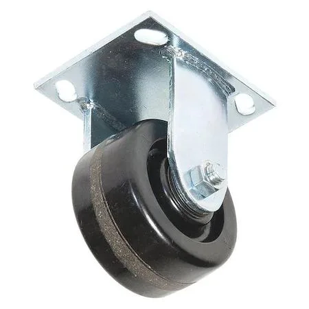 Greenlee CR4 rigid phenolic plate caster, black rubber wheel, includes bolts