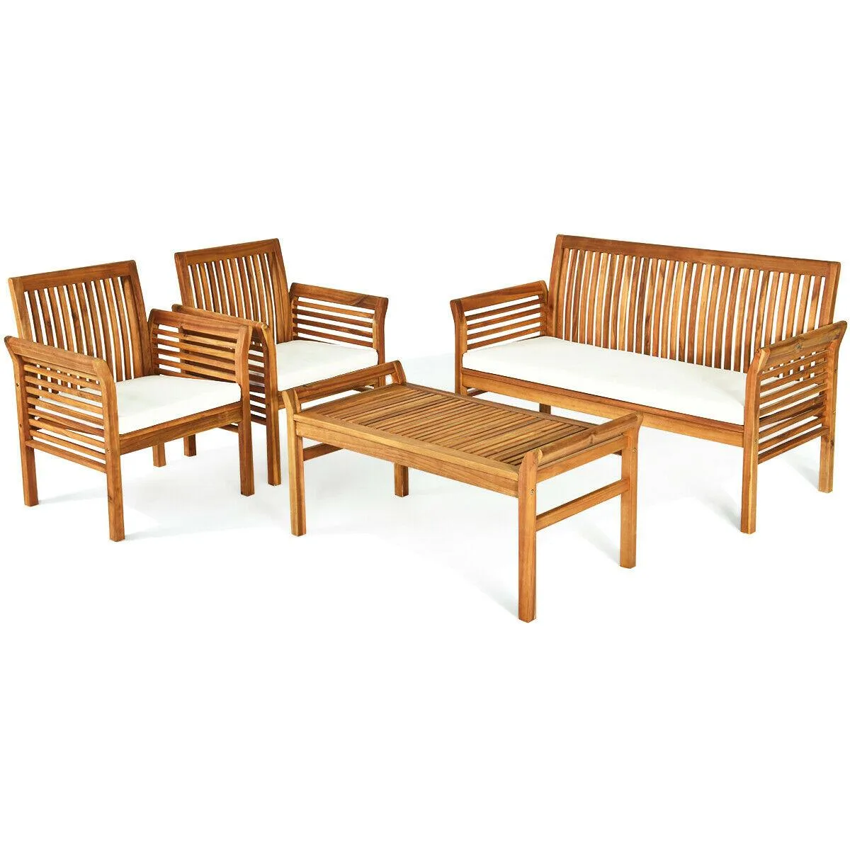 SlickBlue SlickBlue 4-Piece Acacia Wood Patio Furniture Set Brown — product photo
