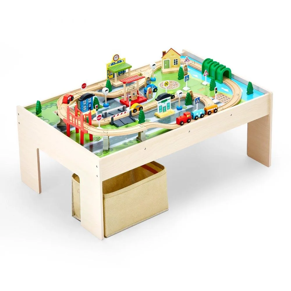 VEVOR VEVOR Train Table 84-Piece Multicolor Wooden with Collapsible Storage Bin — product photo