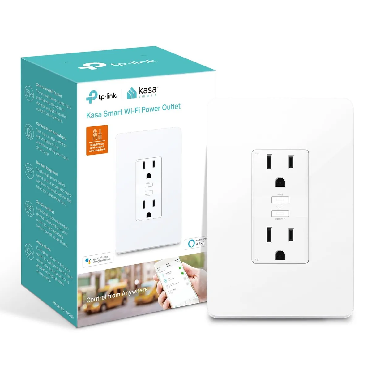 TP-LINK KP200 Smart Plug 2 Outlet 15A 1875W White — product photo