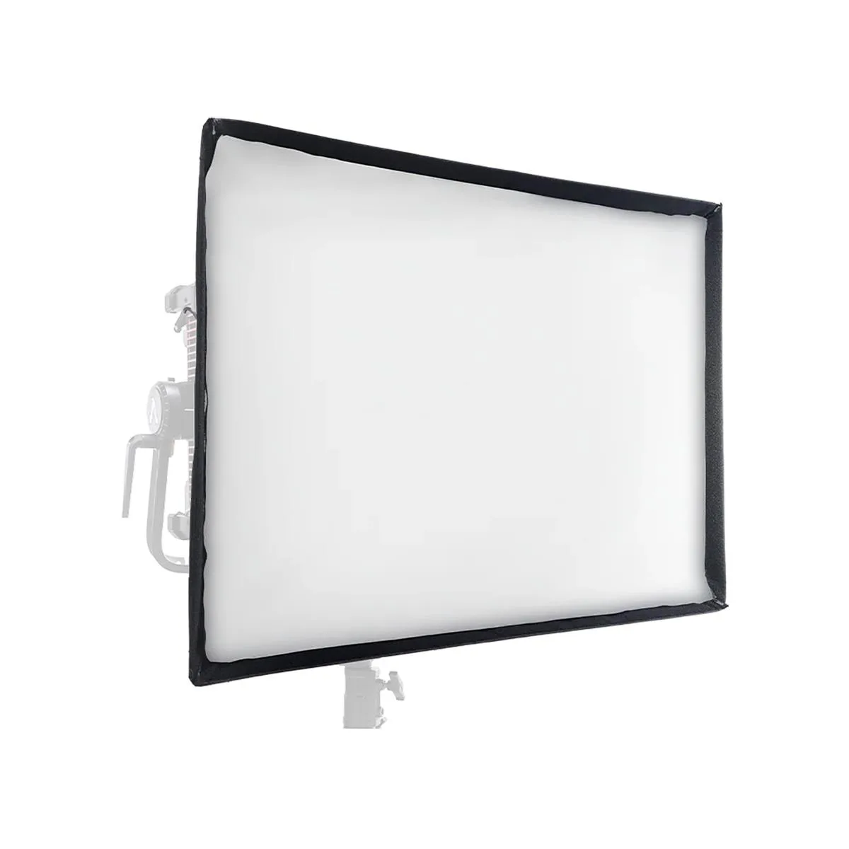 Rectangular softbox with silver interior and diffusion cloths