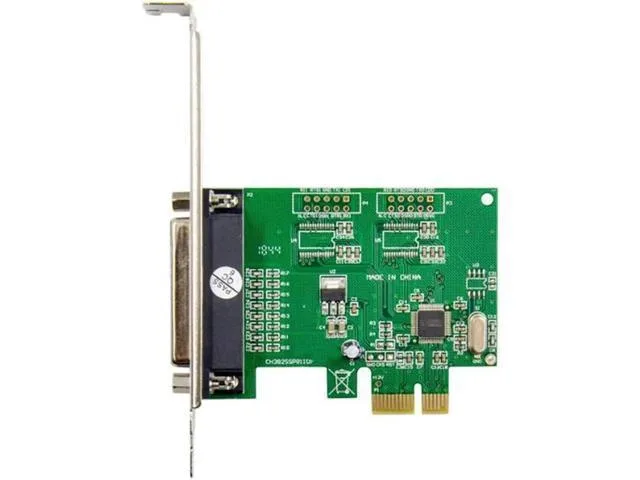 Green circuit board with silver DB25 port and gold edge connector