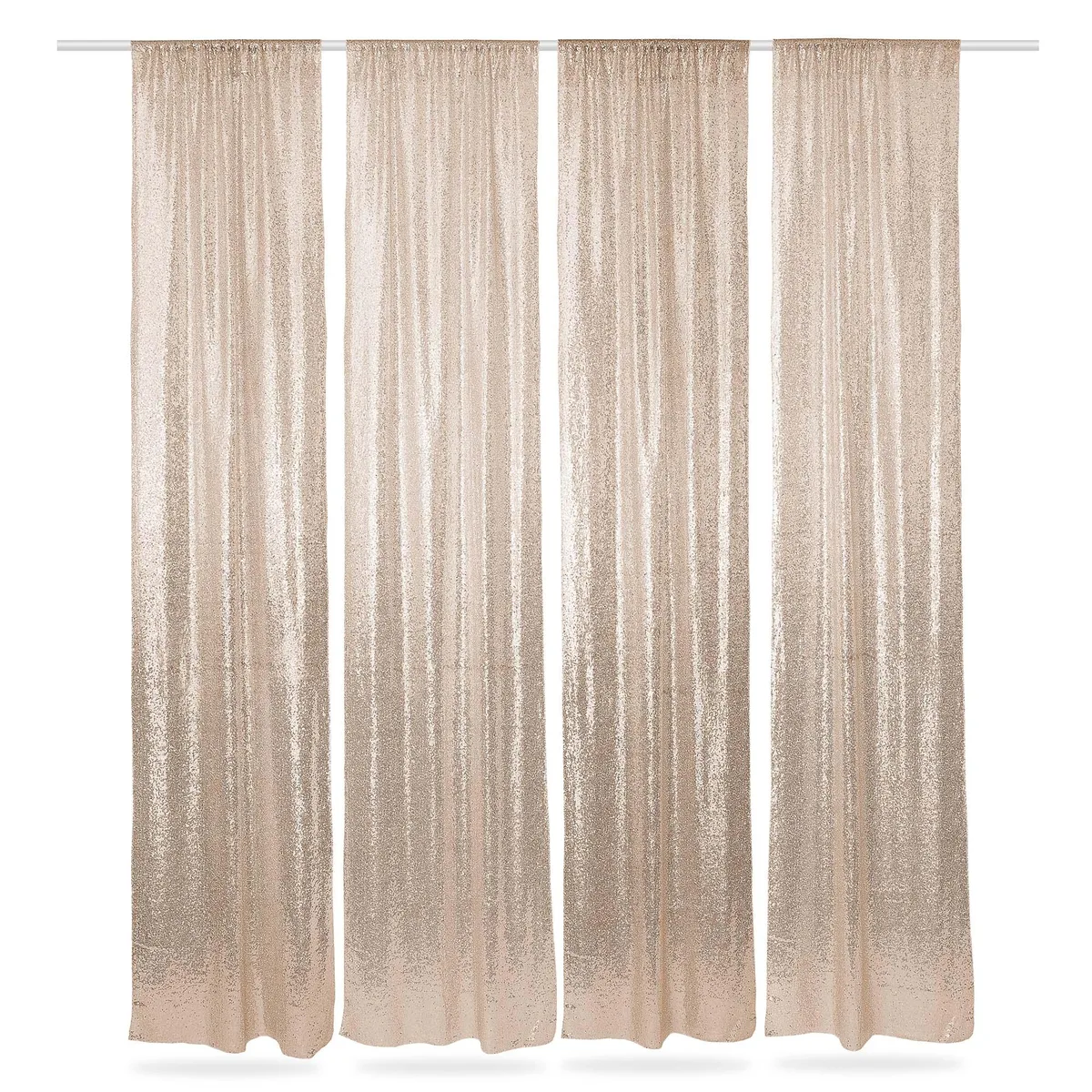 Lann's Linens Lann's Linens Sequin Backdrop Curtains Rose Gold Set of 4 2ft x 8ft — product photo