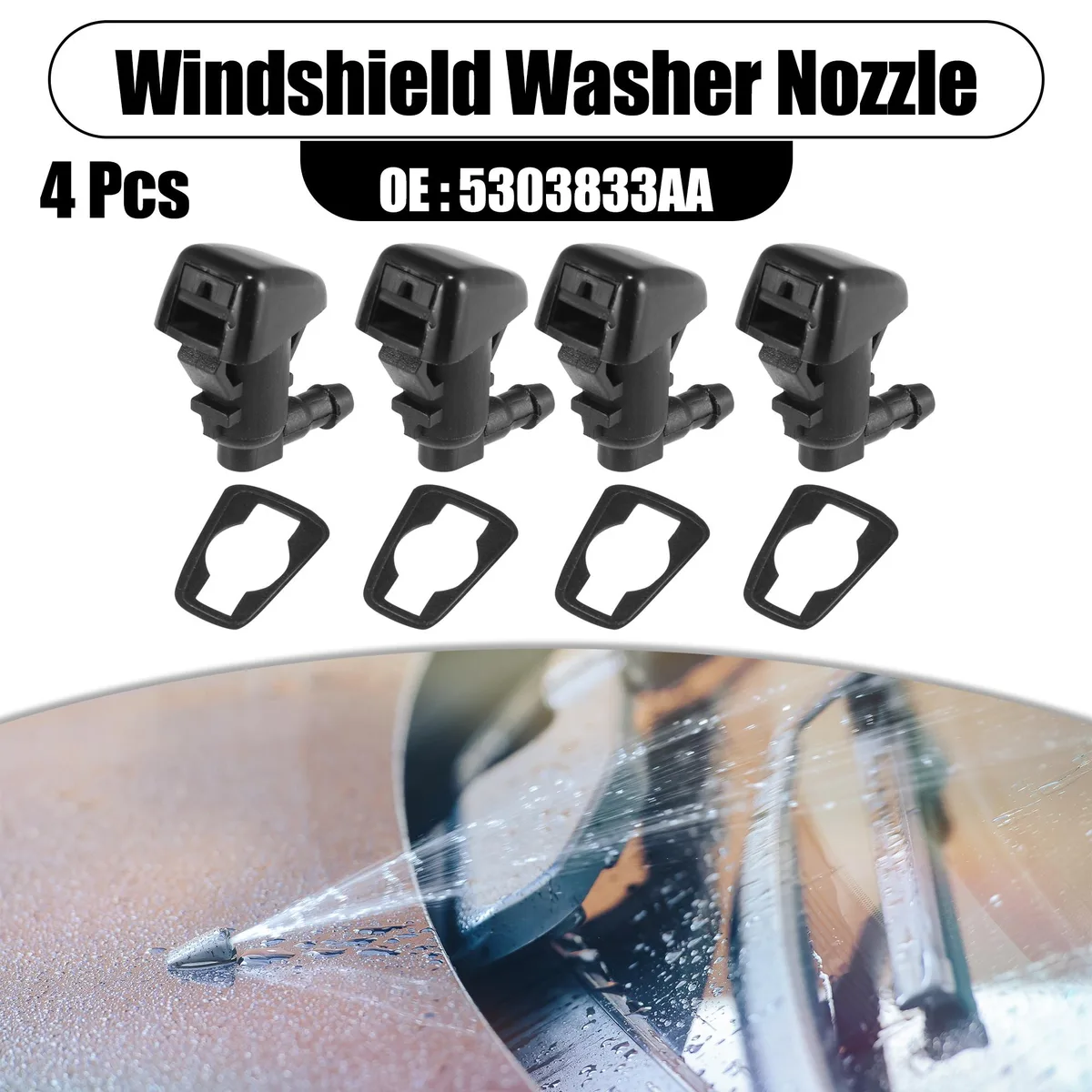 Unique-Bargains Unique-Bargains Front Windshield Washer Nozzles for Jeep Compass 2007-2010 4pcs — product photo