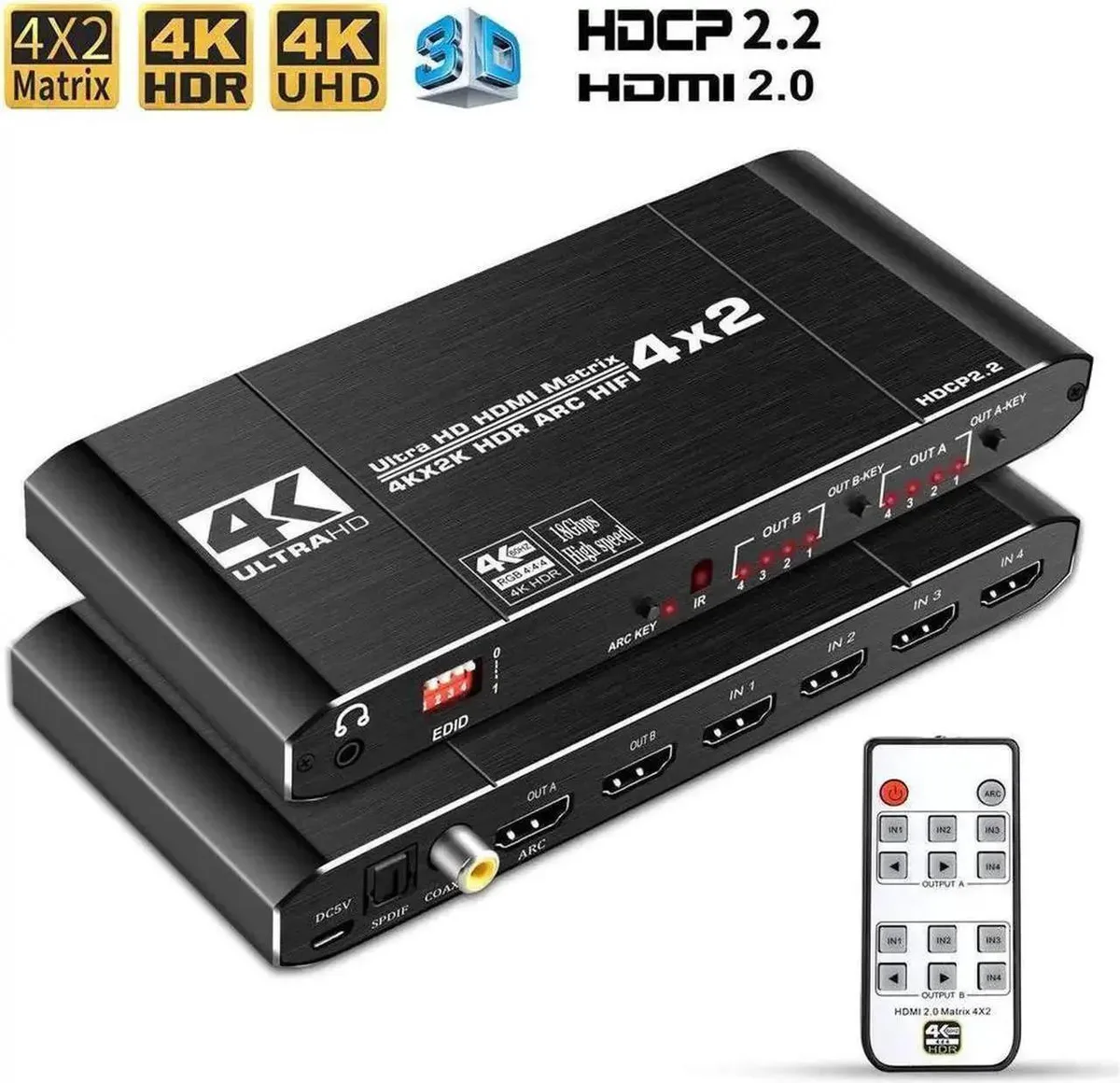 SMUGDESK SMUGDESK 4x2 HDMI 2.0 Matrix Switch with ARC — product photo