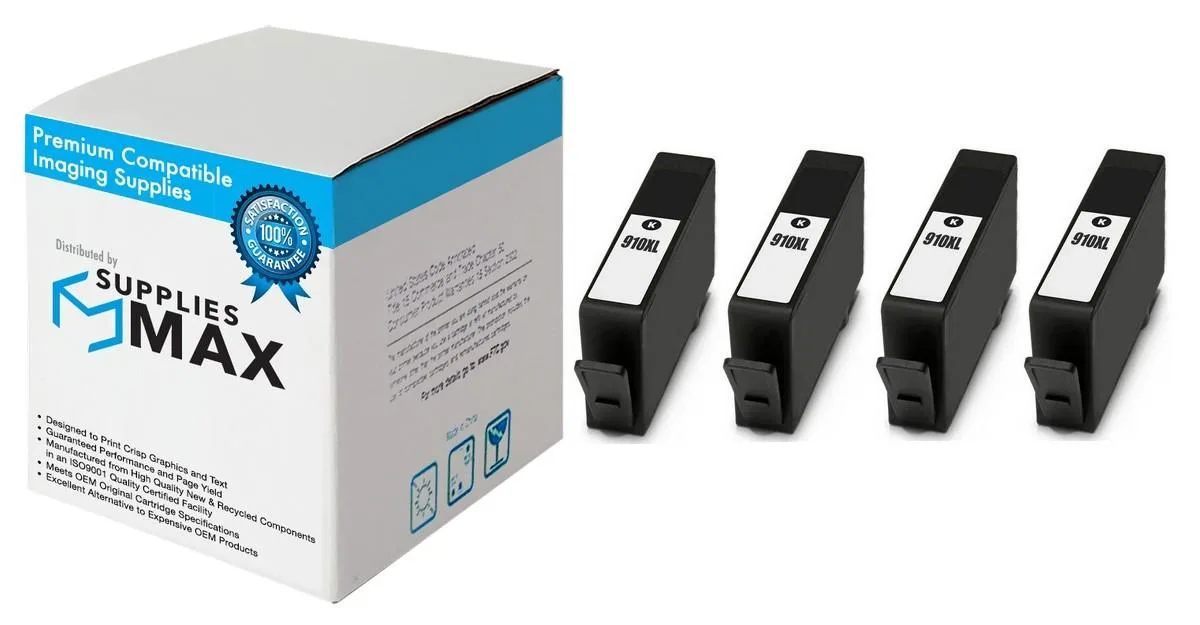 SuppliesMax SuppliesMax Remanufactured Inkjet Cartridge 4-Pack Black 825 Pages HP 3JB42BN_2PK — product photo