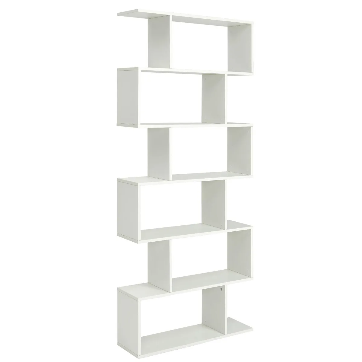 SlickBlue SlickBlue 6-Tier S-Shaped Bookshelf 31.5"x9"x75" White — product photo