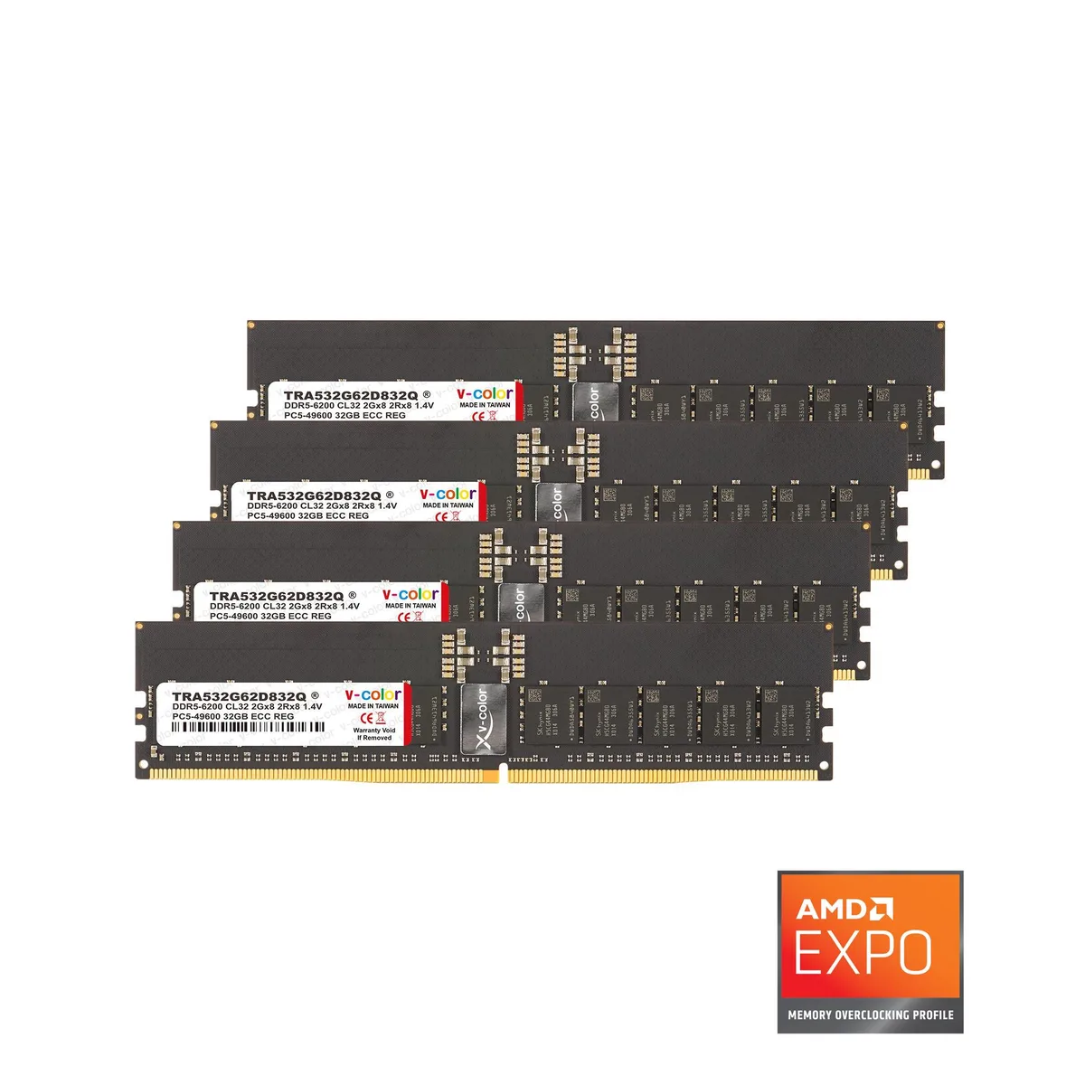 V-color V-color OC R-DIMM DDR5 128GB (4x32GB) 6200 CL32 2Rx8 1.40V TRX50 EXPO — product photo