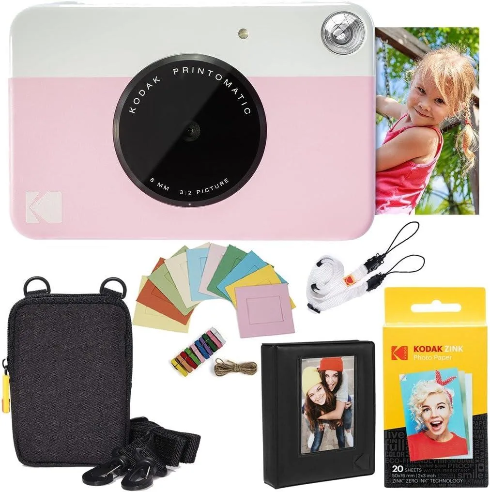 Kodak Kodak Printomatic Instant Camera Bundle Pink 20 Sheets Case Album Frames — product photo
