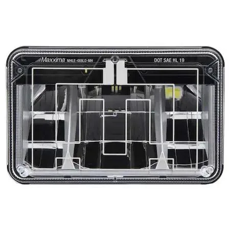 Rectangular LED headlamp with heated lens and bracket mount