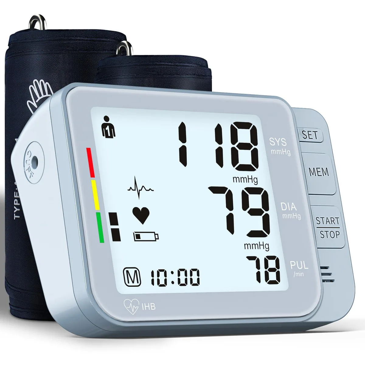  EC2WORLD BP369A blood pressure monitor 2 cuffs 8.7-16.5'' 15-21.7'' 2x120 memory blue — product photo