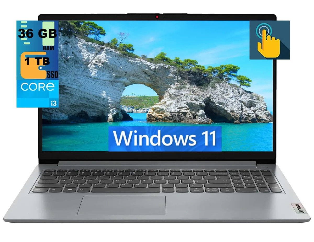 Lenovo Lenovo IdeaPad 1 15 laptop 15.6" FHD touchscreen i3-1215U 36GB 1TB PCIe SSD Gray — product photo
