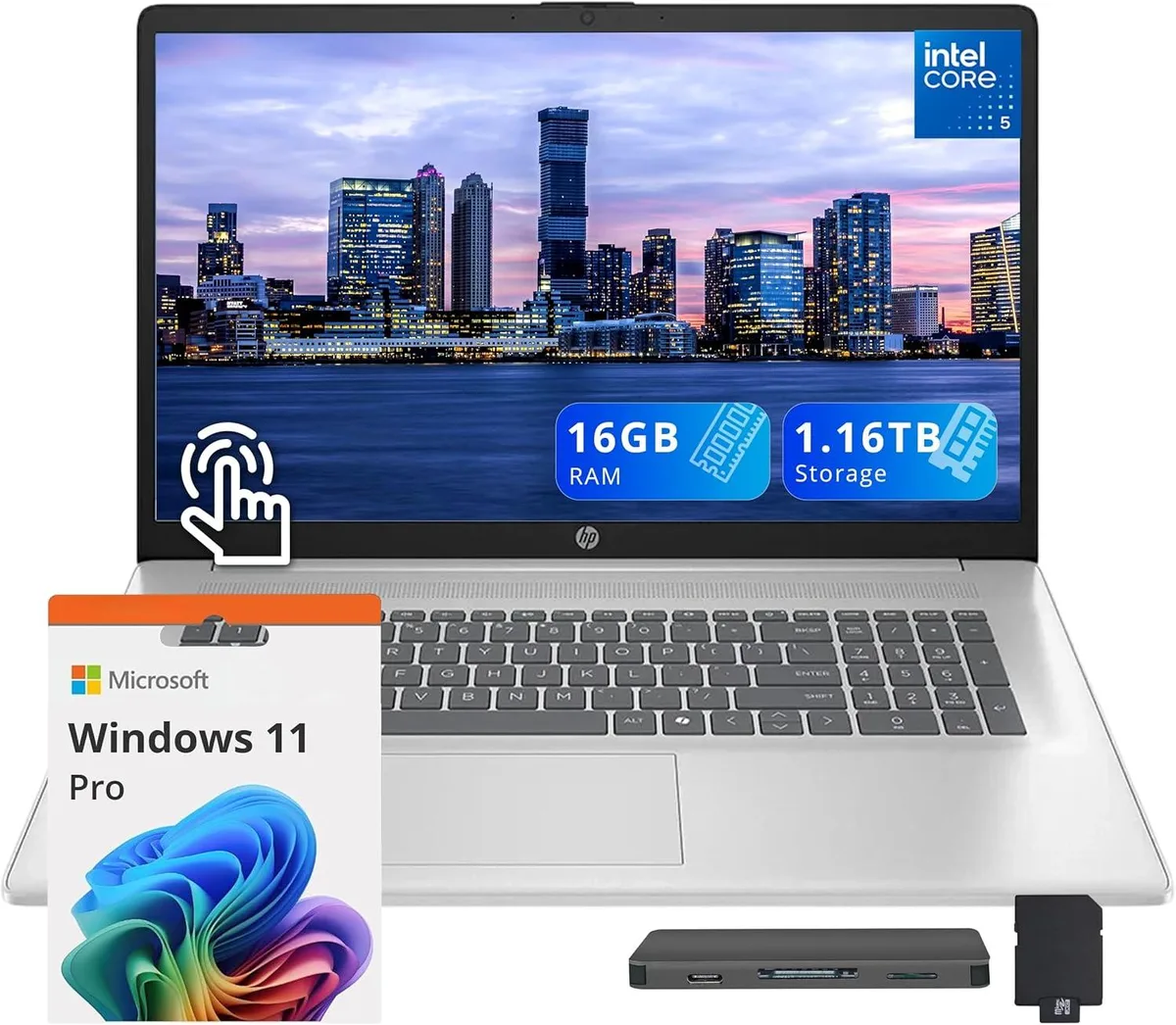 HP HP 17.3" Touch Business Laptop Core 5 120U 16GB DDR4 1TB SSD 1.16TB Silver — product photo