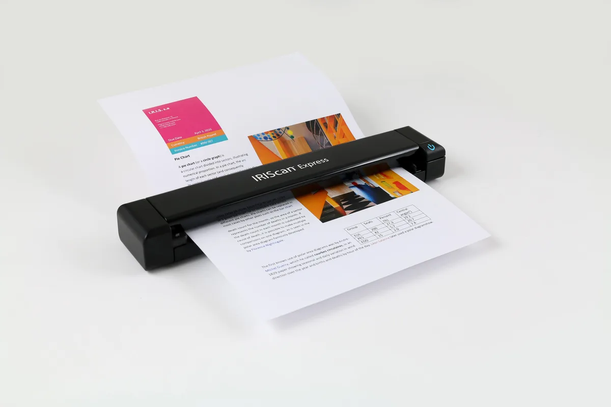 Compact silver sheet-fed scanner with document feed slot
