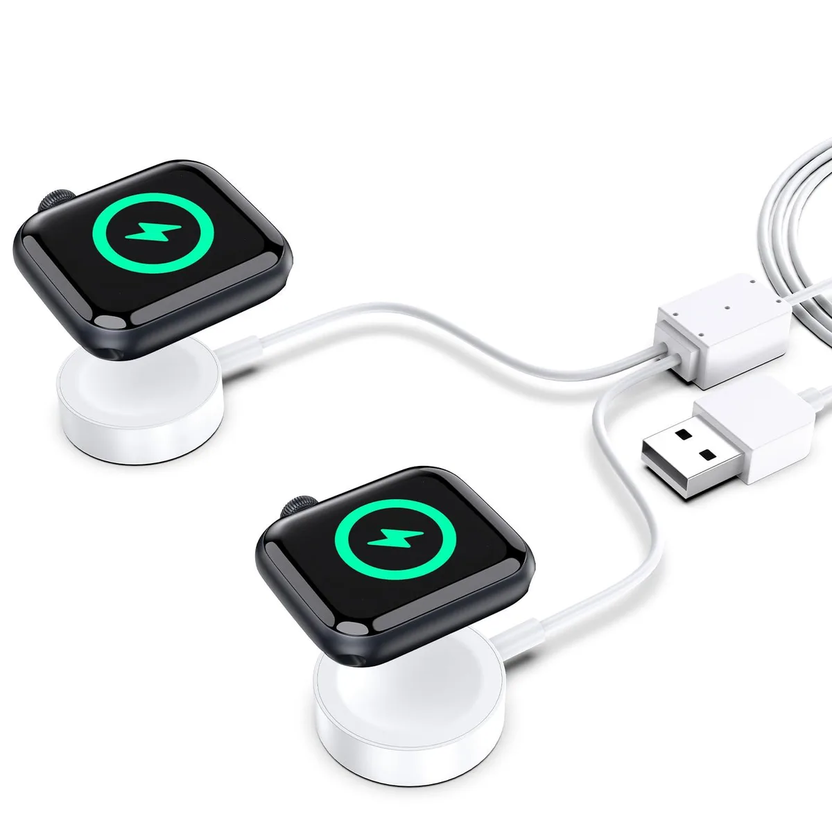 ViewSonic ViewSonic Dual Magnetic Apple Watch Charger 4.9ft USB-C White — product photo