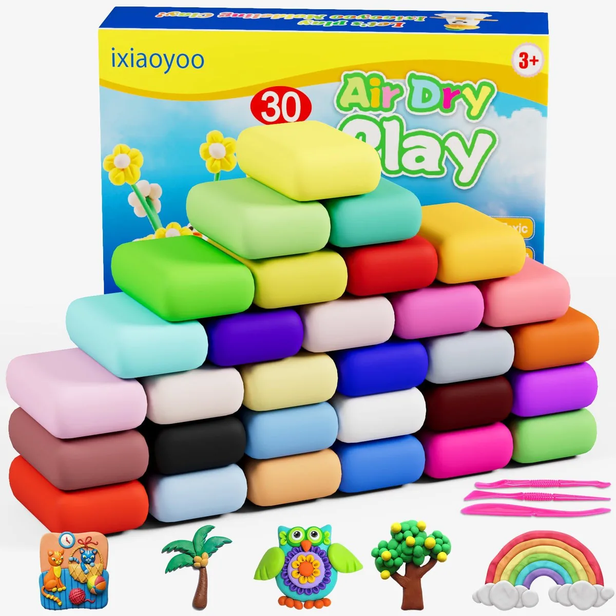  Ixiaoyoo Air Dry Clay 30 Colors 450 g 3 Tools — product photo