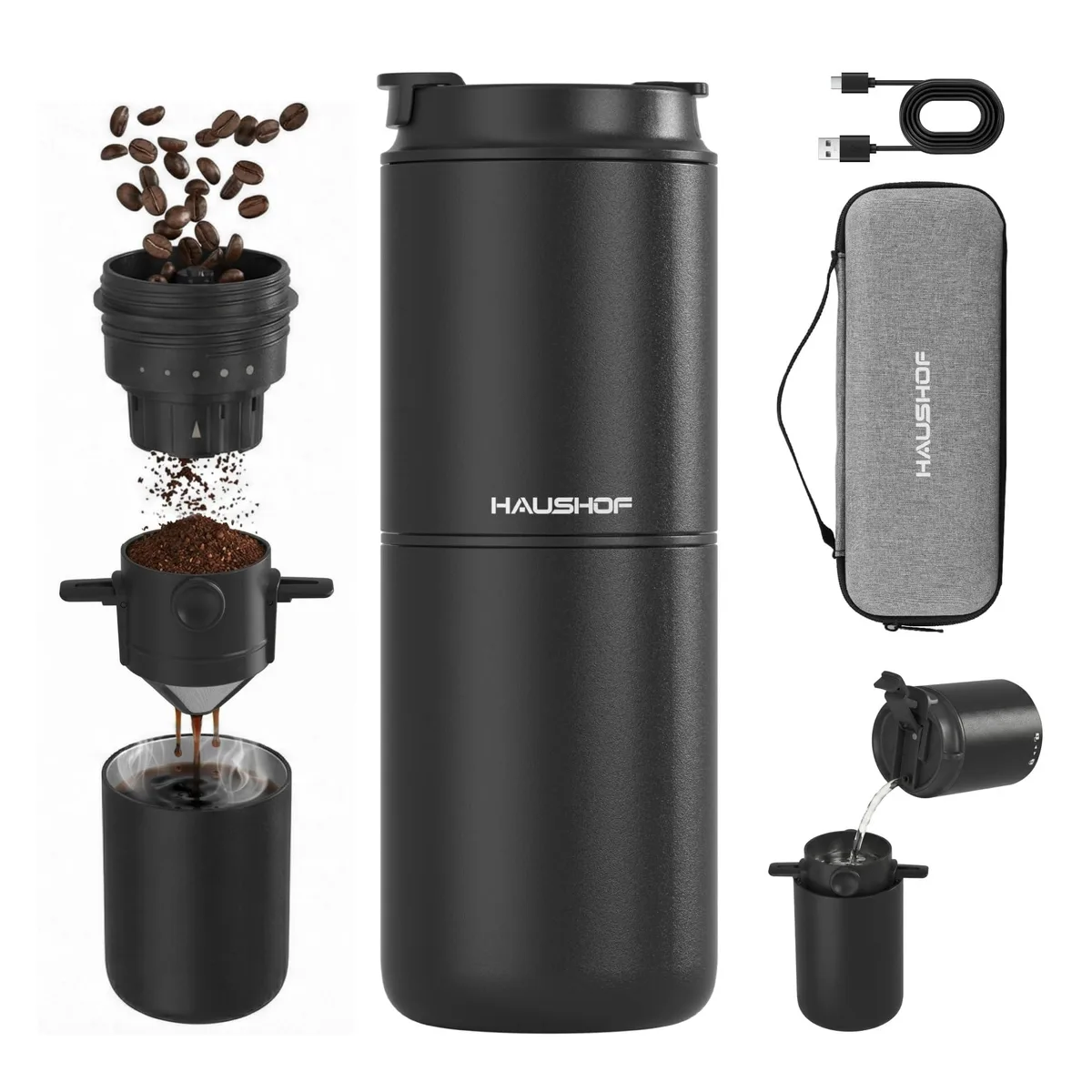  Breville 8V Black Cordless Portable Grind &amp; Brew Coffee Maker 11 cups Silver — product photo