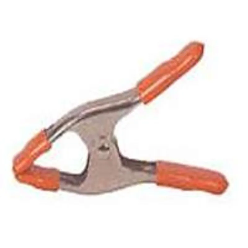 Pair of 1 inch spring clamps nickel plated steel jaws poly vinyl handles 3201-HT-BP
