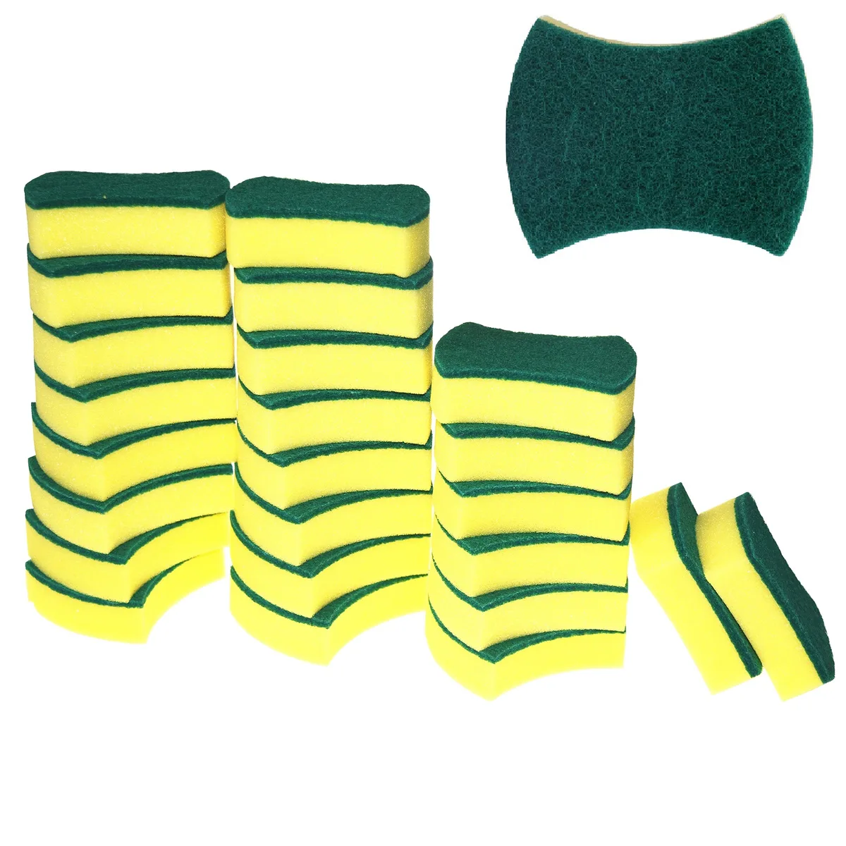 Pack of 24 rectangular microfiber cleaning sponges in light colours